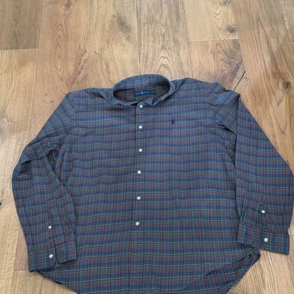 Vintage Polo Ralph Lauren Shirt Mens XL Green Blue Red Plaid Button Down 90s